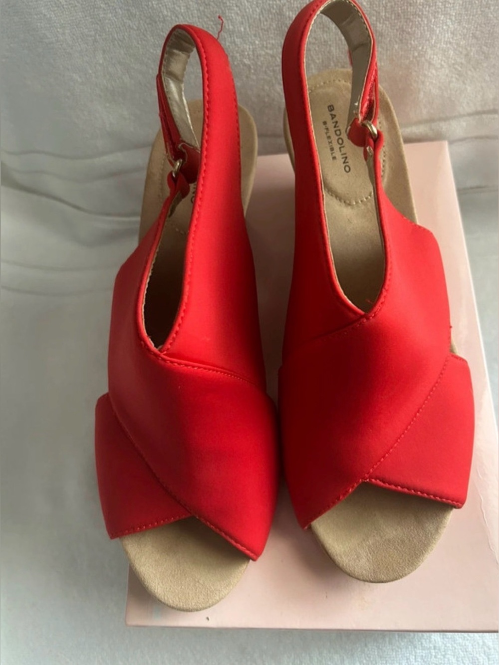Bandolino Red Slingback Peep-Toe Heels Size 10M
